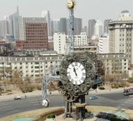 Giant Exterior Clock at a Train Station