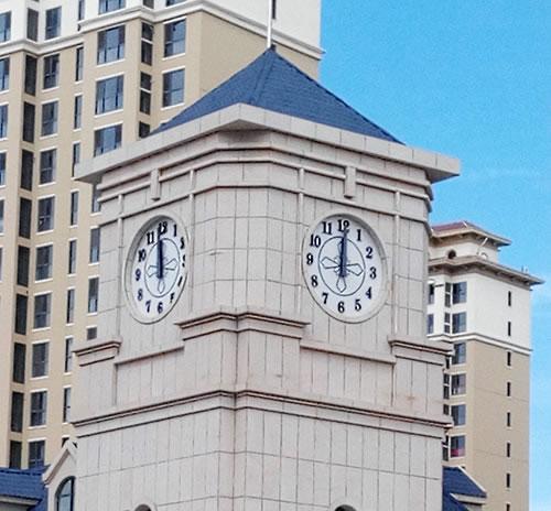 Flush Mount Tower Clock with Arabic Numerals