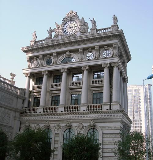 Romanesque Tower Clock with Sculptures